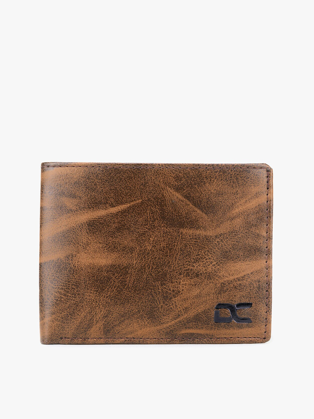 Dezire Crafts Men Brown Textured Bi-Fold Zip Detail Two Fold Wallet