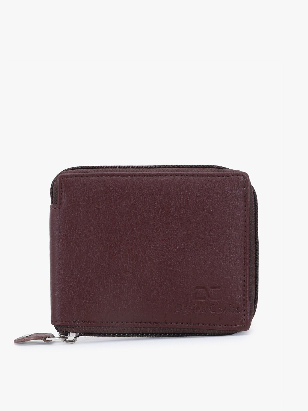 Dezire Crafts Men Brown Textured Zip Around Detail PU Wallet