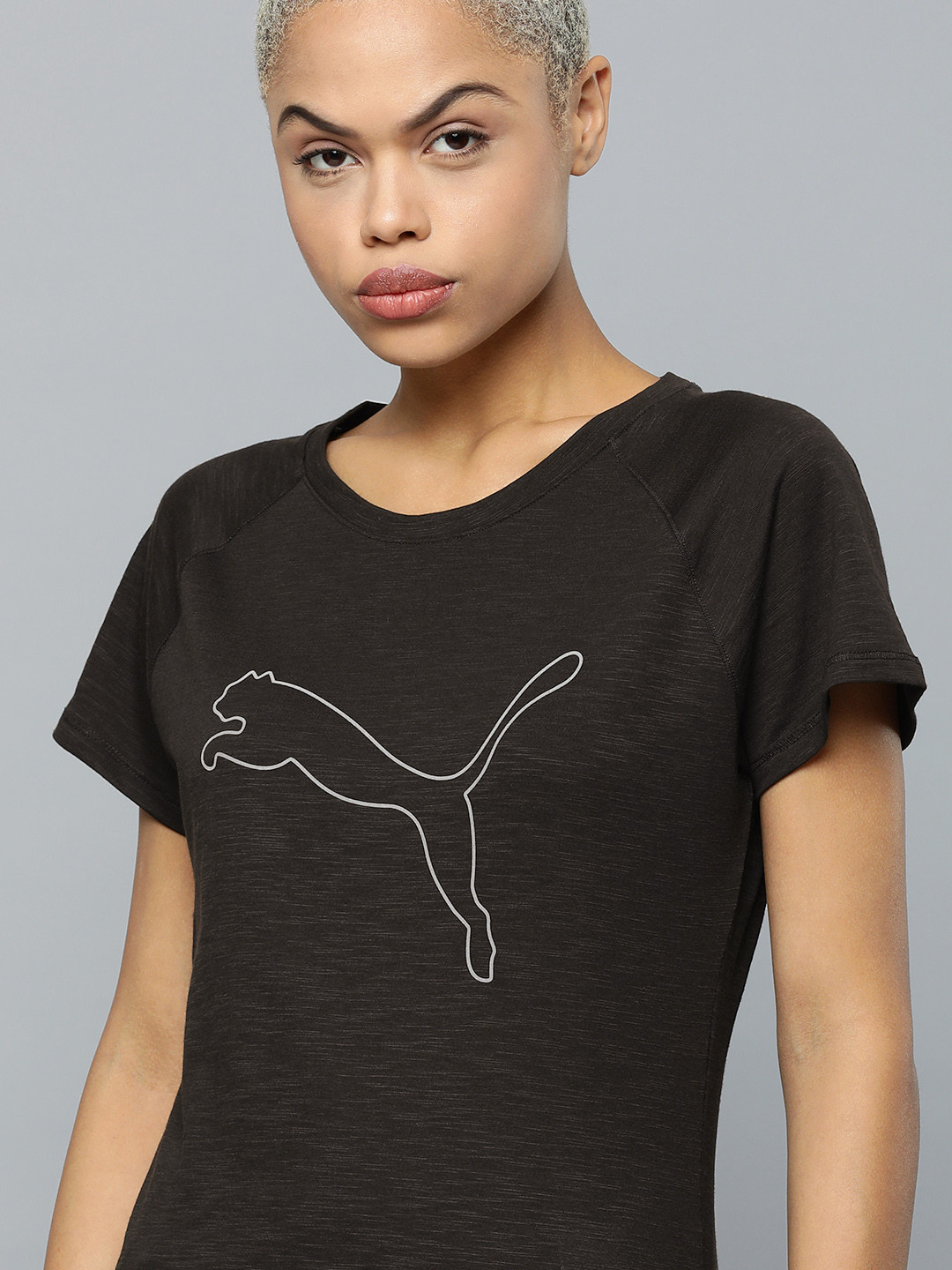 Puma Women Black Run 5 K Logo SS T-shirt