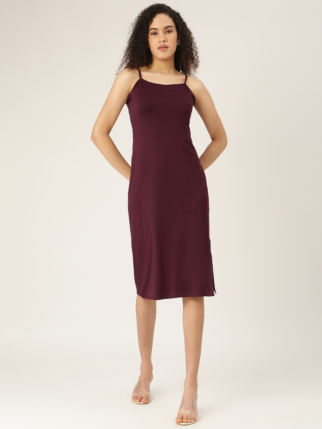 BRINNS Burgundy Sheath Midi Dress