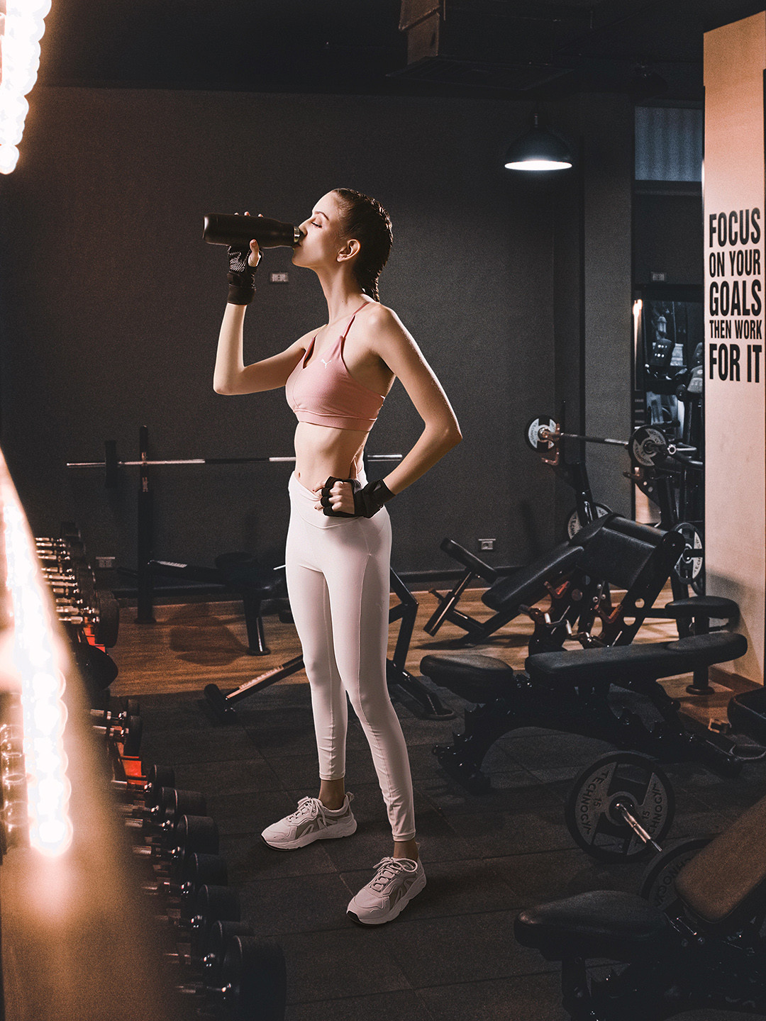 Puma Women Pink Printed Low Impact Strappy  Lightly PaddedTraining Bra With Styles Back