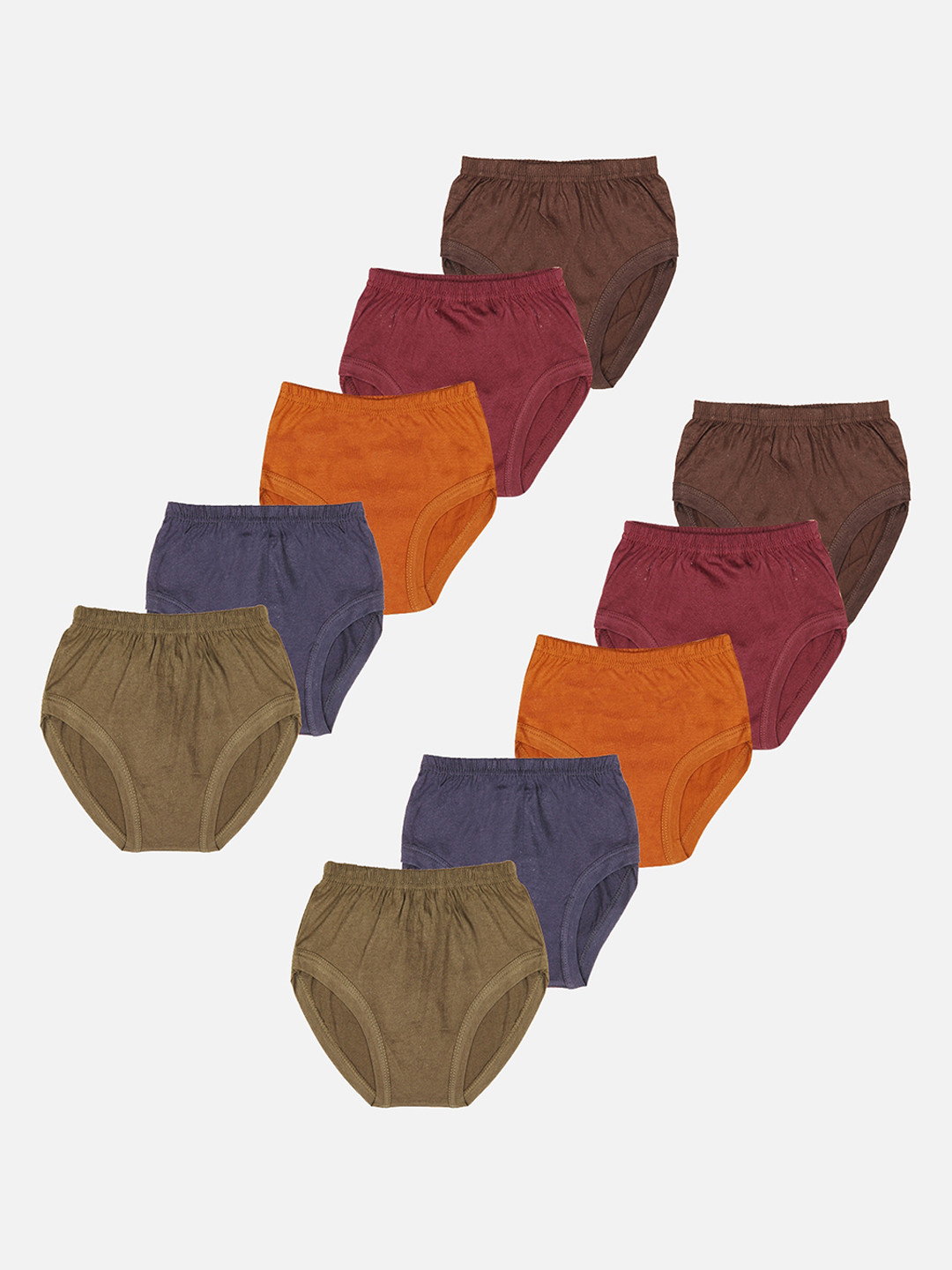 PRIDE APPAREL Kids Pack of 10 Assorted Solid Pure Cotton Basic Briefs