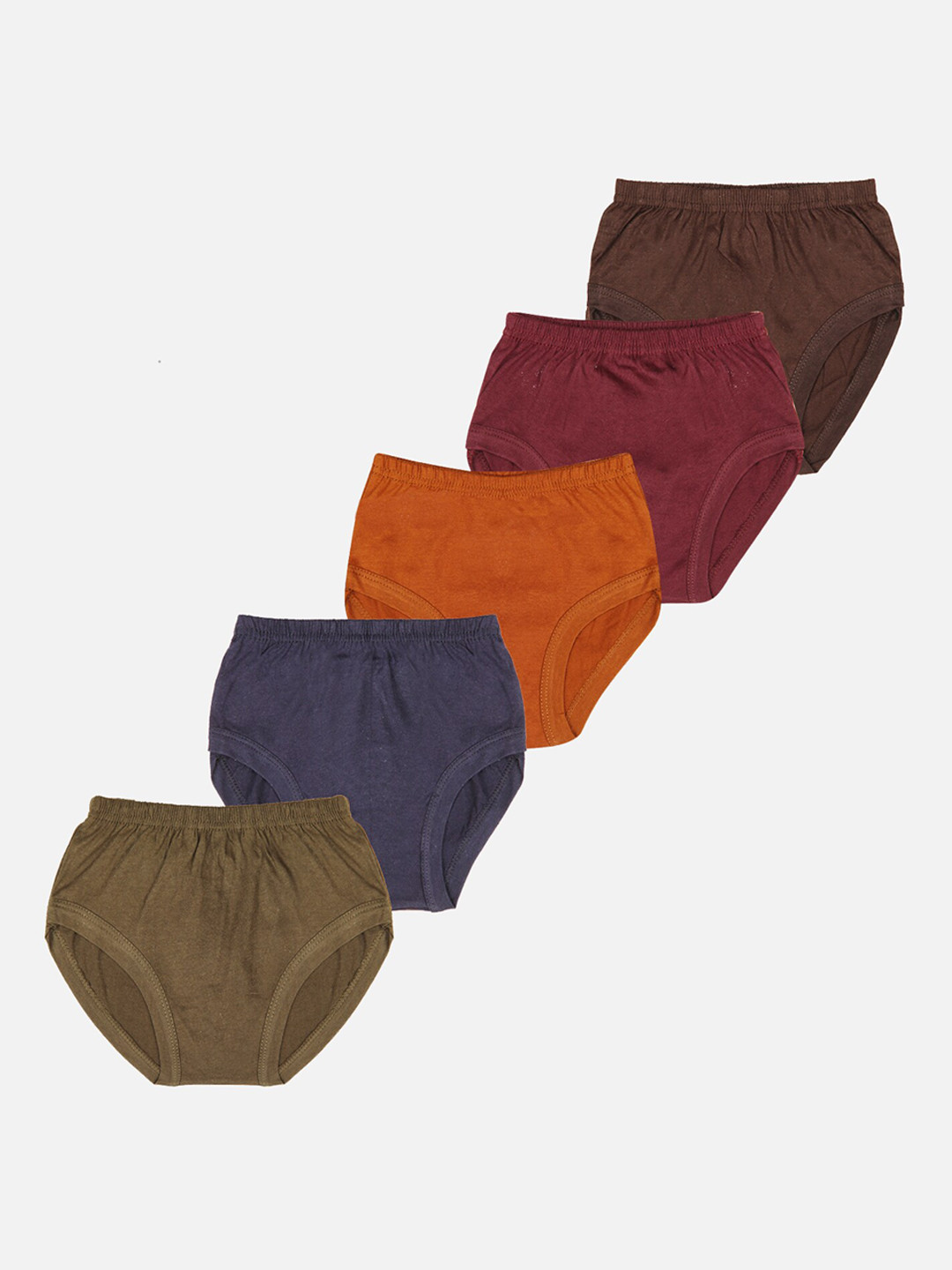 PRIDE APPAREL Kids Pack Of 5 Orange & Brown Solid Basic Briefs