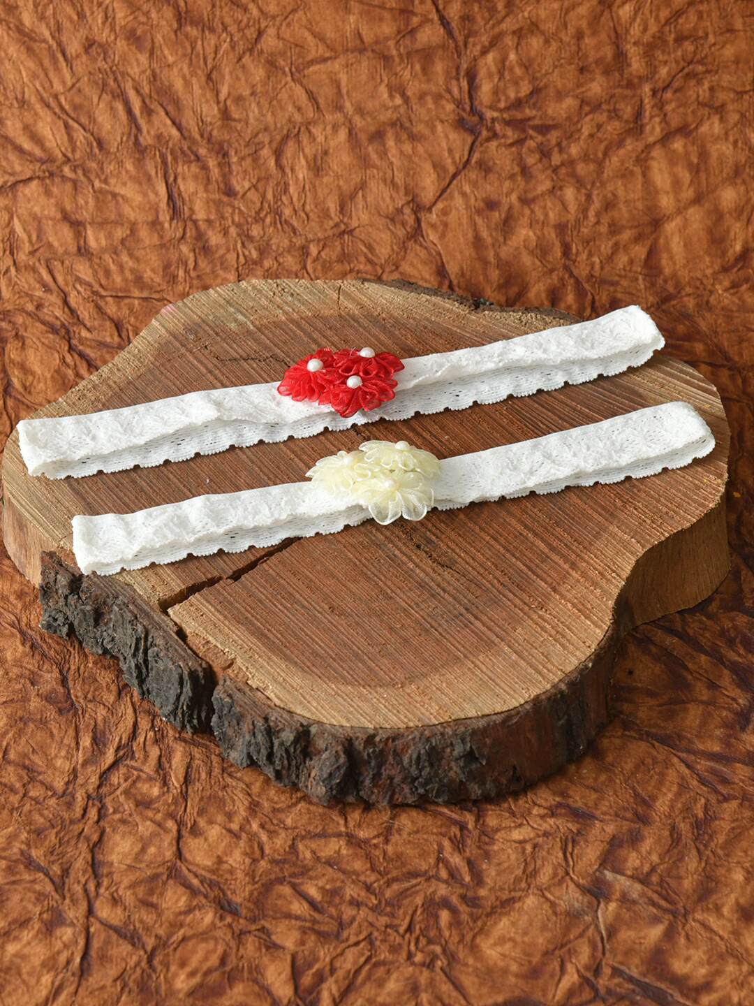 FUNKRAFTS Girls Red & Beige Set of 2 Hairband