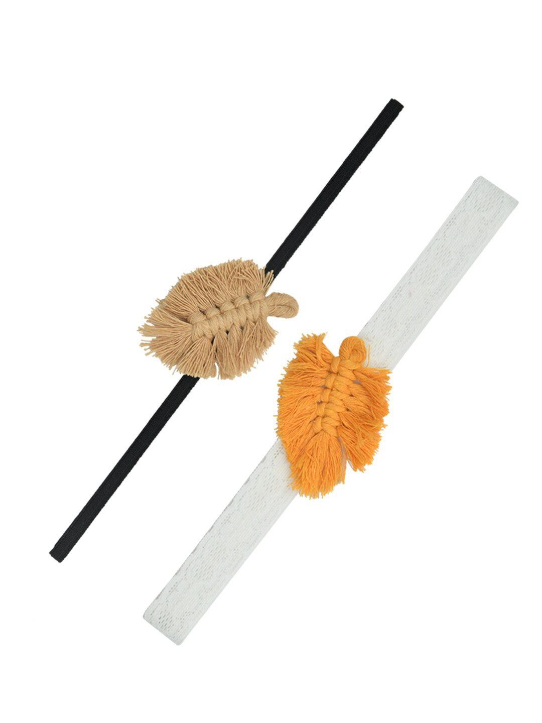 FUNKRAFTS Girls Black & White Macrame Set of 2 Hairband