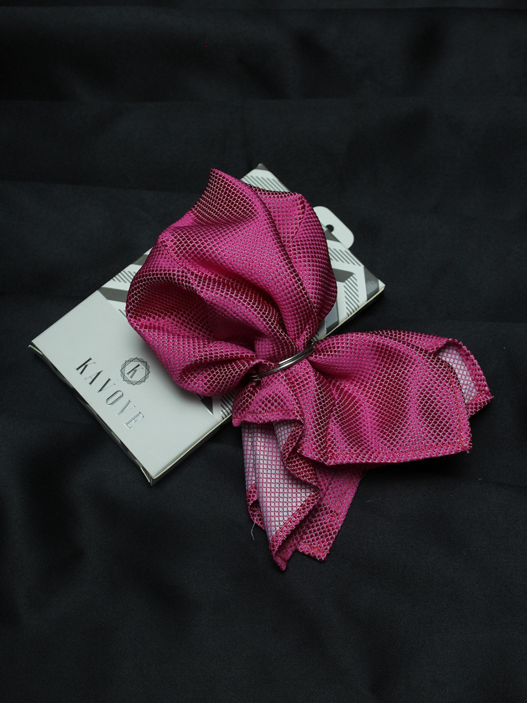 Kavove Men Pink Printed Pocket Square