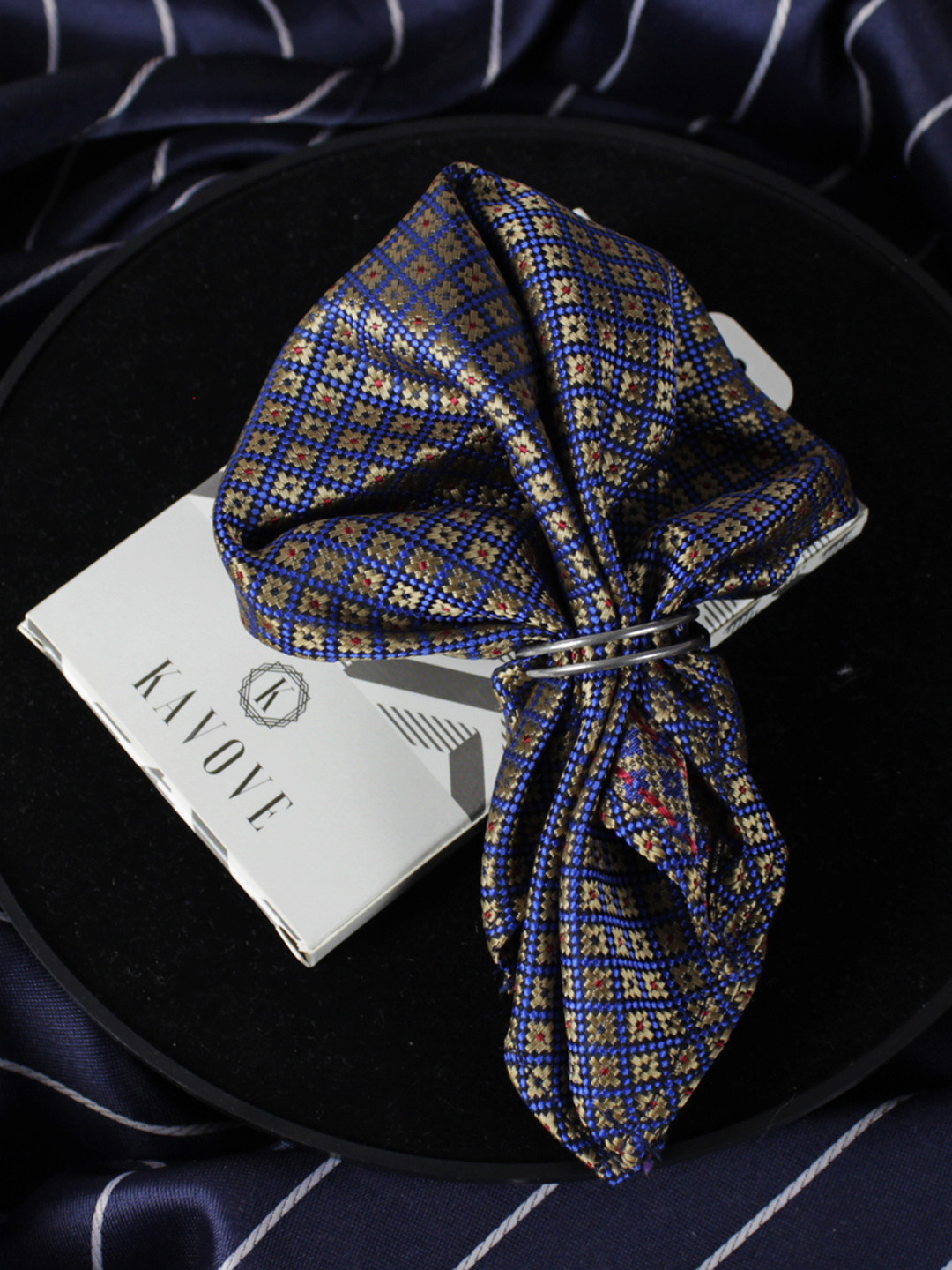 Kavove Men Blue The Radiant Checkered Pocket Square