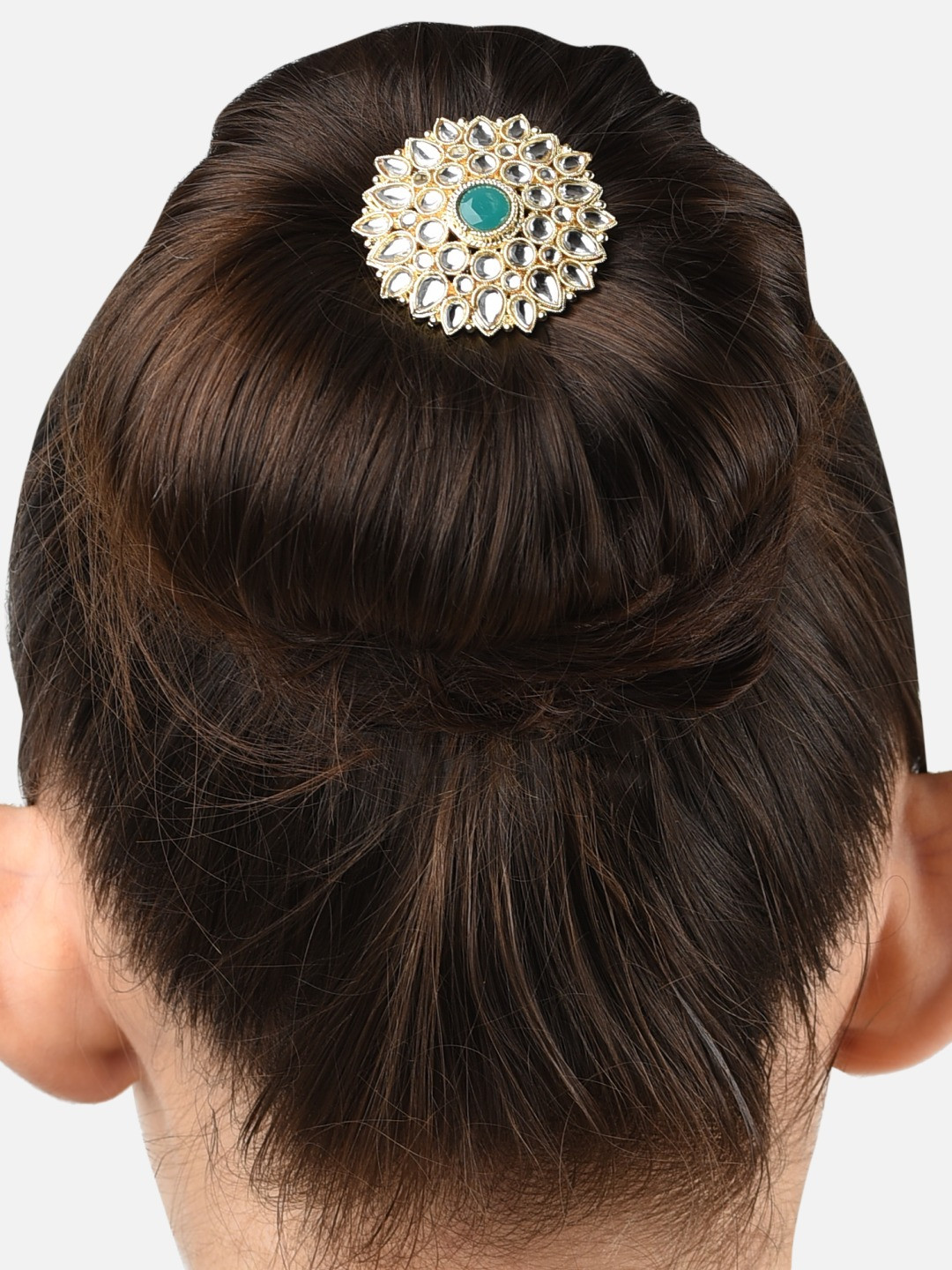 Zaveri Pearls Gold-Plated & White Kundan Studded Hair Bun Pin