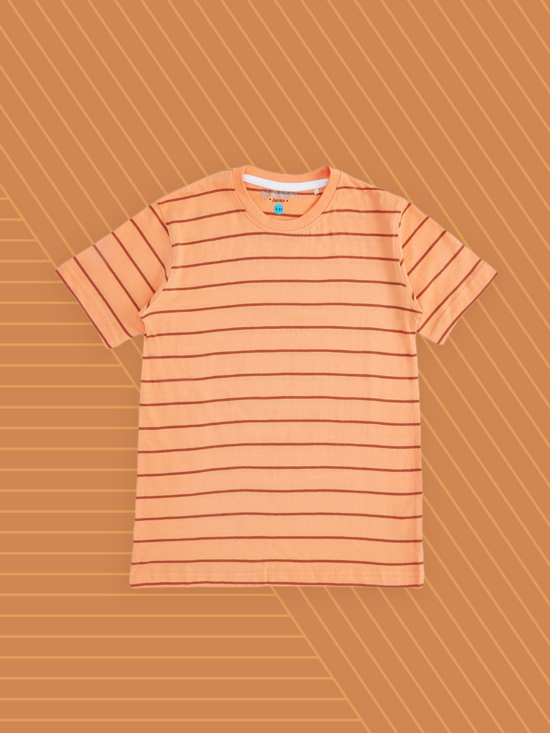 Pantaloons Junior Boys Orange Striped T-shirt