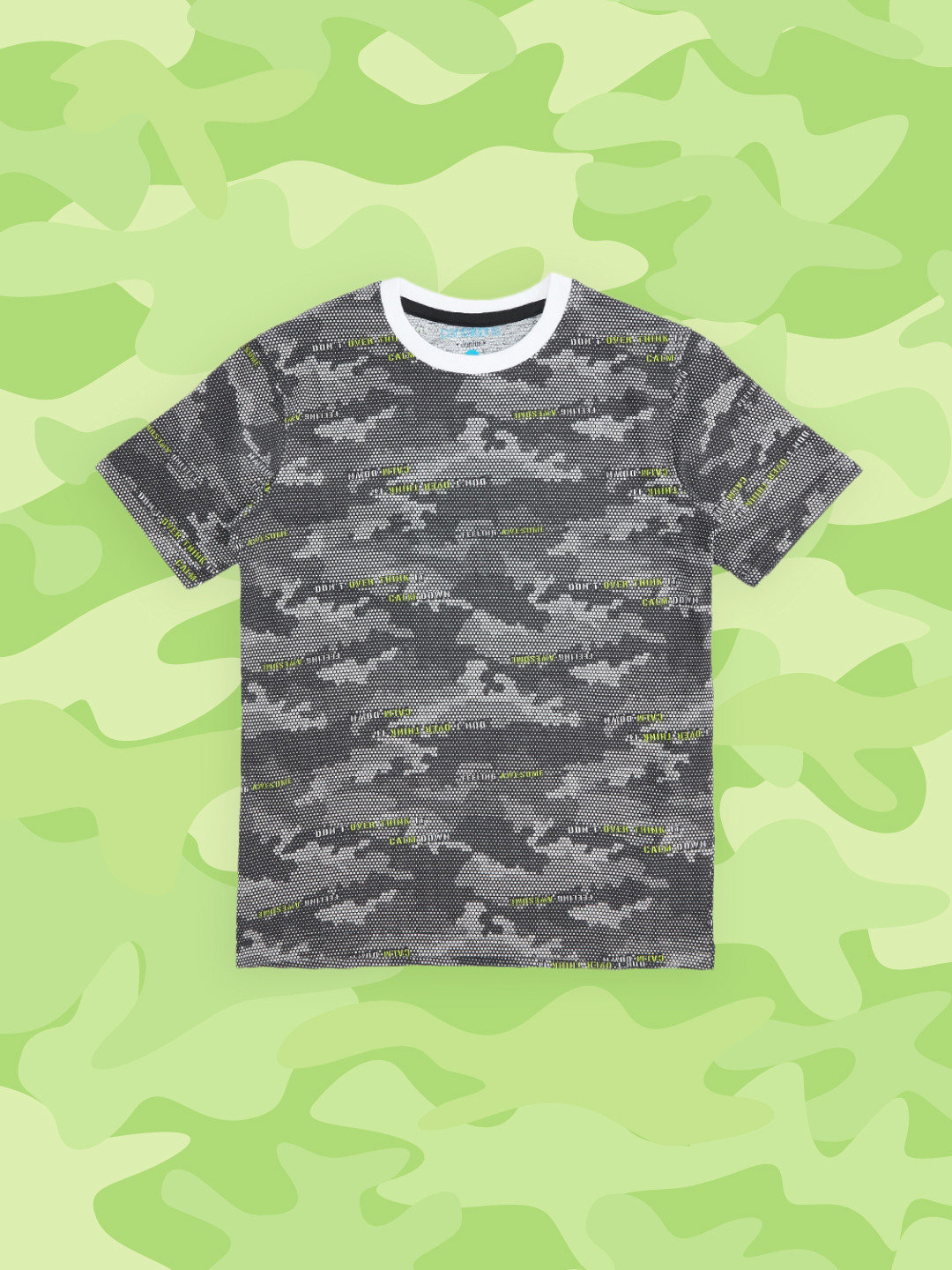 Pantaloons Junior Boys Black & Grey Camouflage Printed Pure Cotton T-shirt