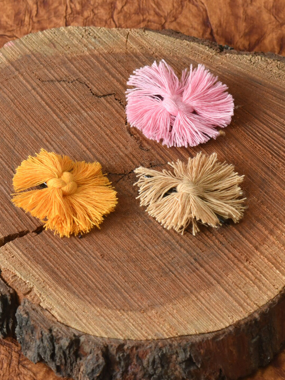 FUNKRAFTS Girls Pink & Orange Set of 3 Macrame  Alligator Hair Clip