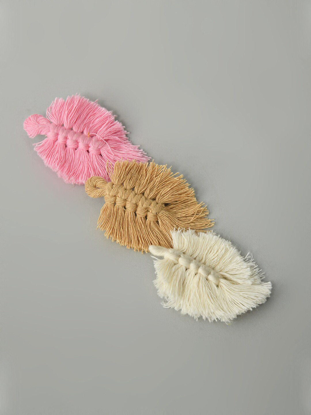 FUNKRAFTS Girls Pink & Beige Set of 3 Macrame Alligator Hair Clip