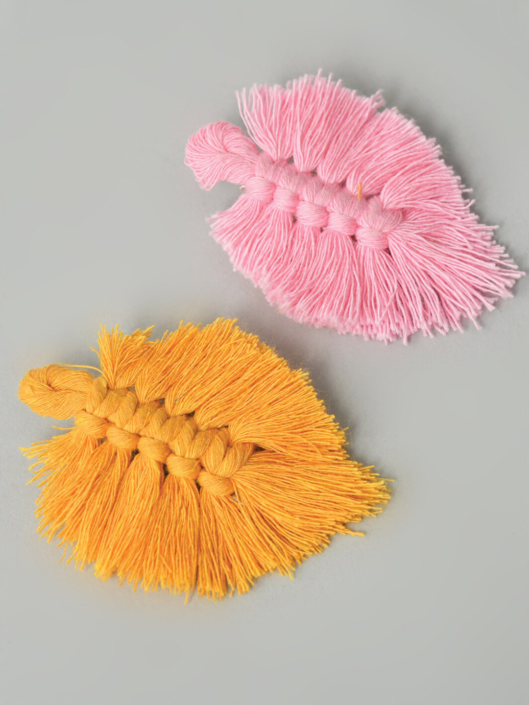 FUNKRAFTS Girls Pink & Orange Set of 2 Macrame Alligator Hair Clip