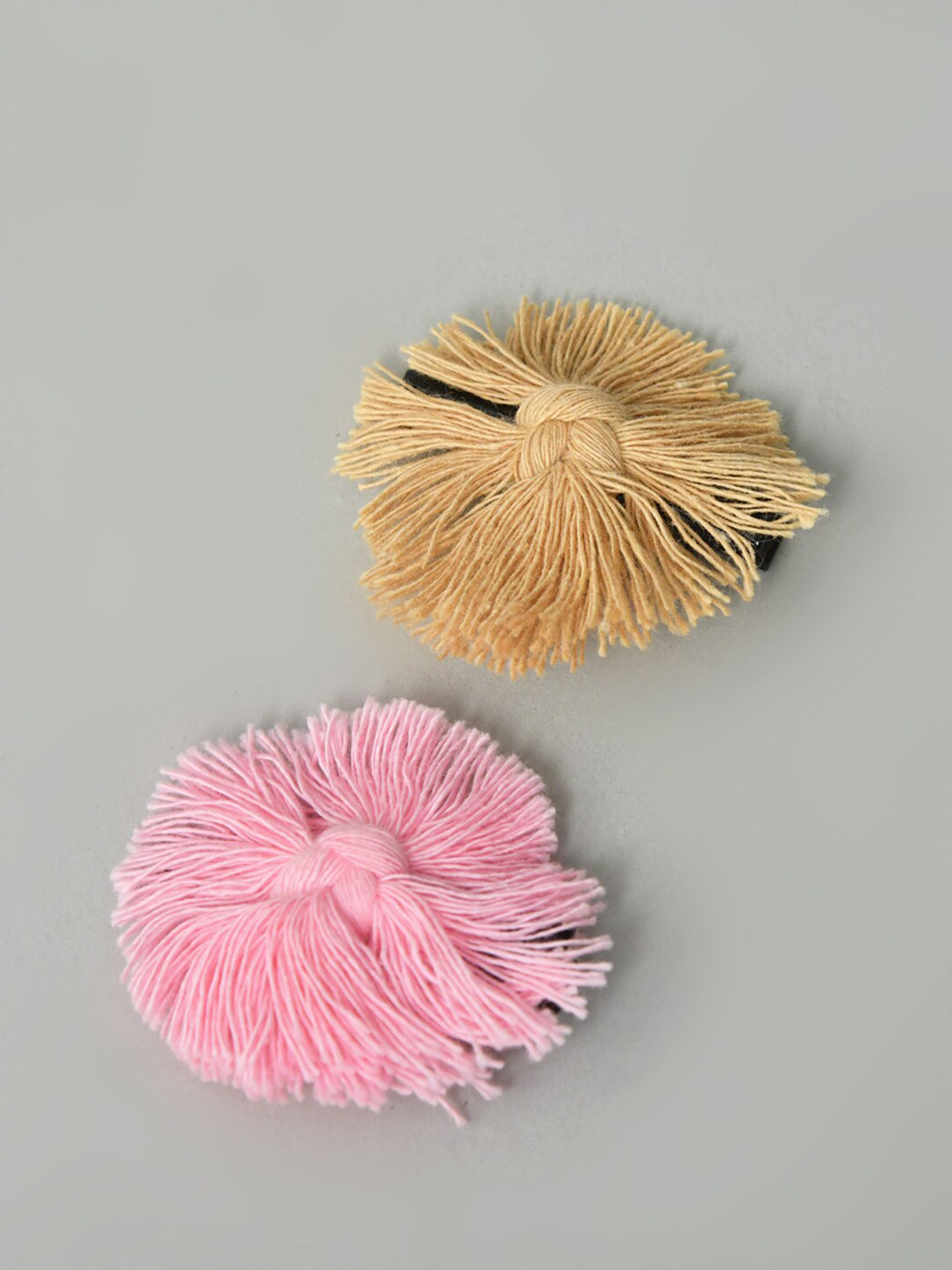 FUNKRAFTS Girls Pink & Beige Set of 2 Macrame Alligator Hair Clip