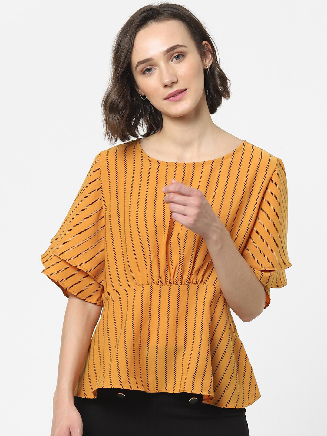 ONLY Mustard Yellow Striped Top