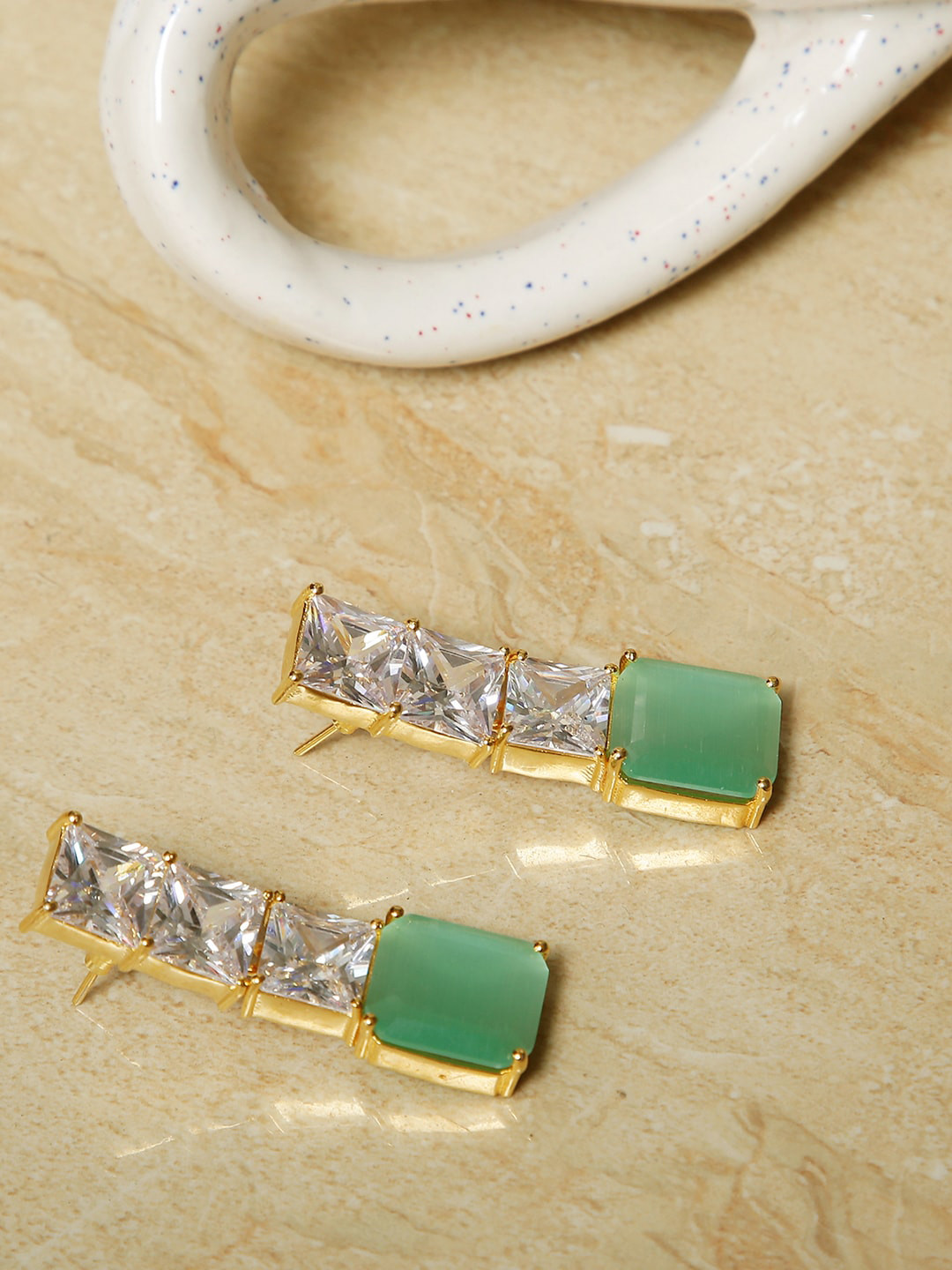XAGO Gold-Plated Green Classic Drop Earring