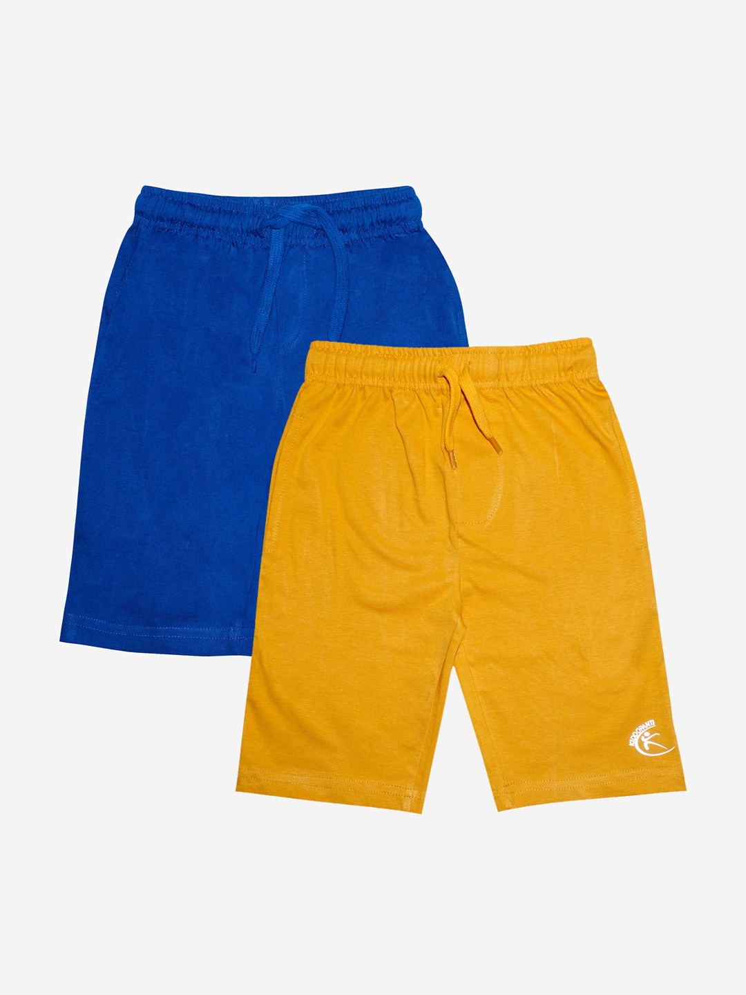 KiddoPanti Boys Blue & Yellow 2 Pure Cotton Sports Shorts