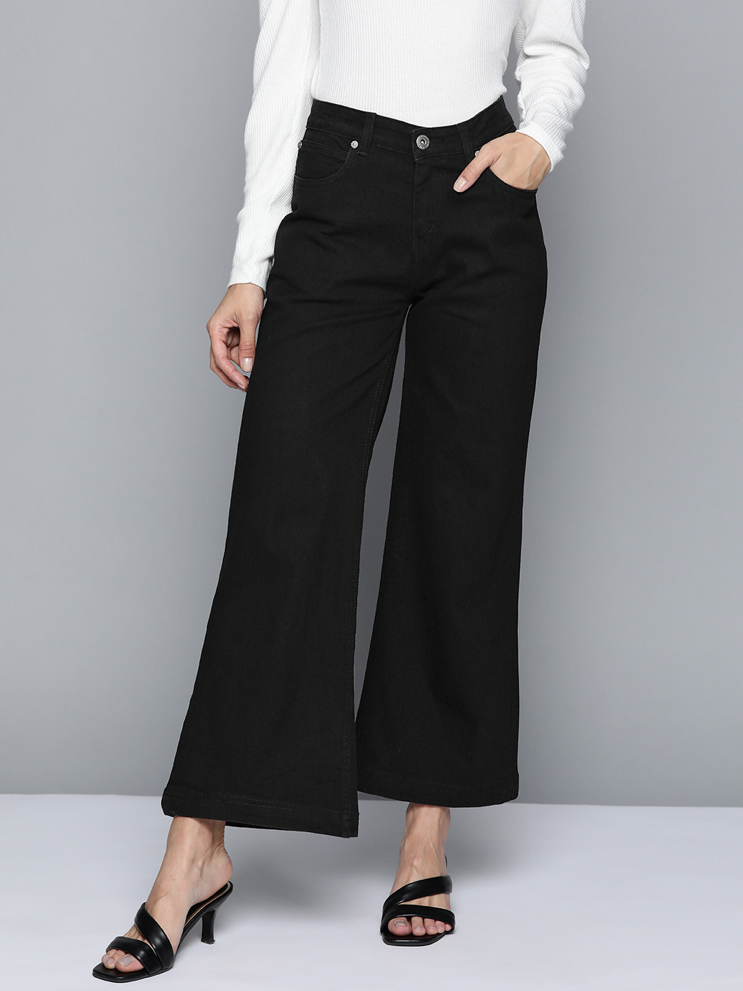 Chemistry Women Black Flared Mid-Rise Stretchable Jeans