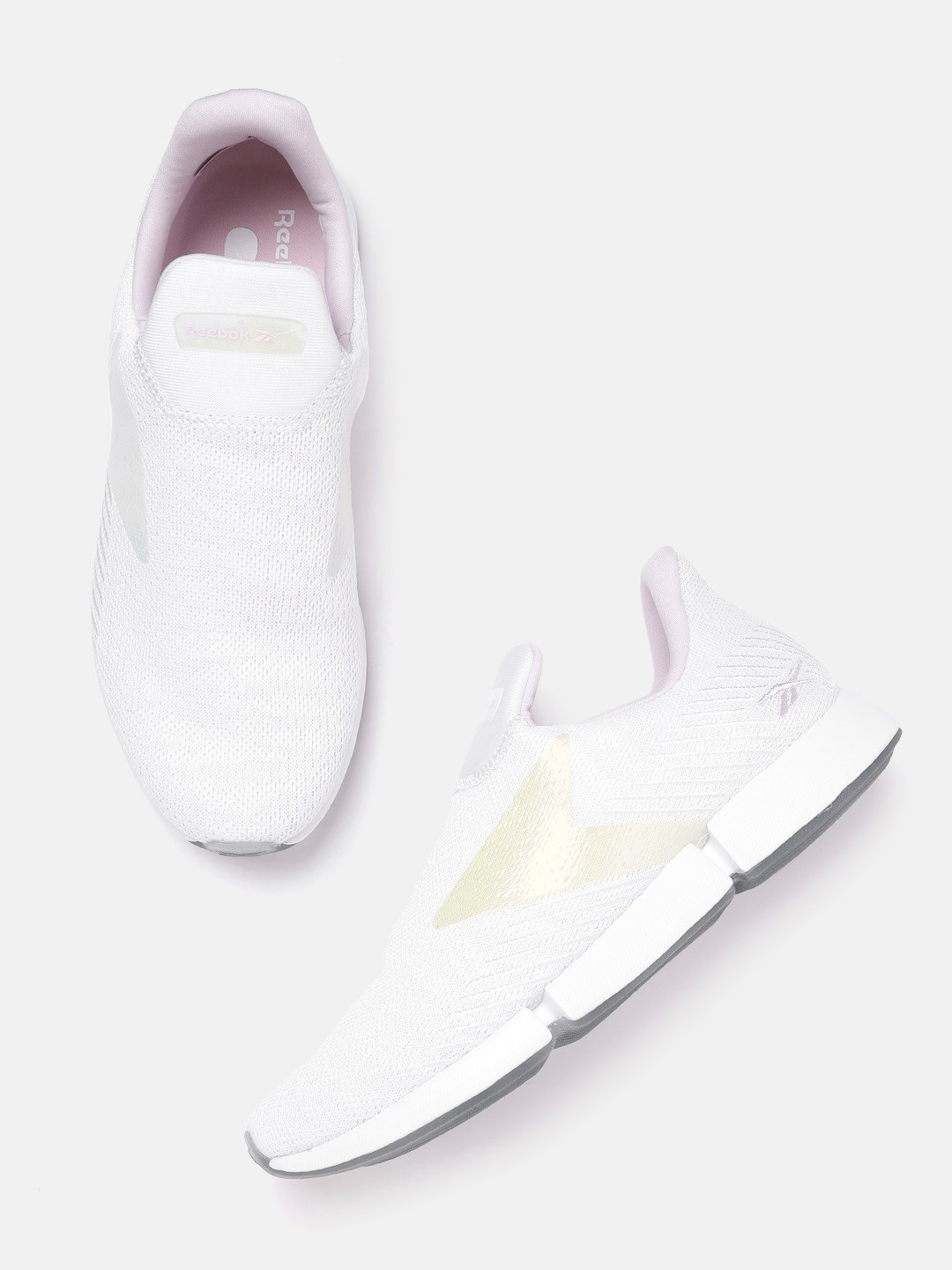 Reebok Women White Woven Design Daily Fit Walking Slip-Ons