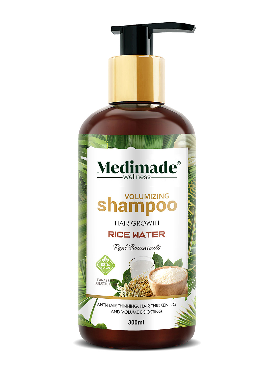 Medimade Volumizing Rice Water Shampoo for Hair Growth 300 ml