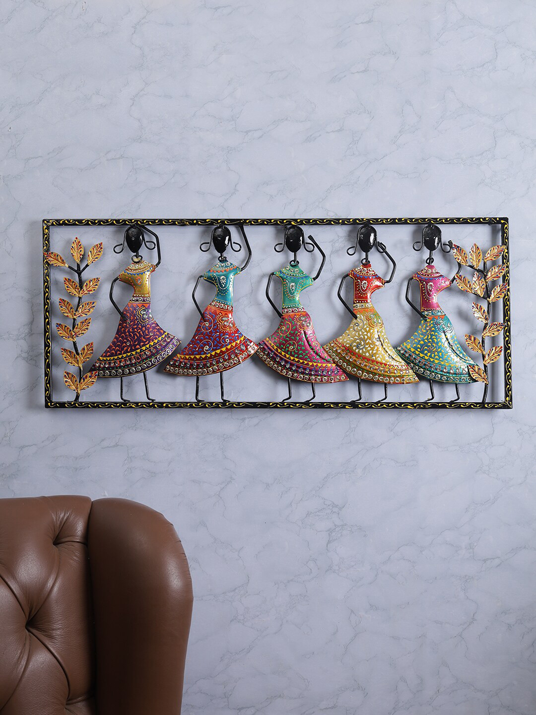 Aapno Rajasthan Dancing Lady Metal Ethnic Motifs Antique Hanging Hall Wall Hangings-13.6In