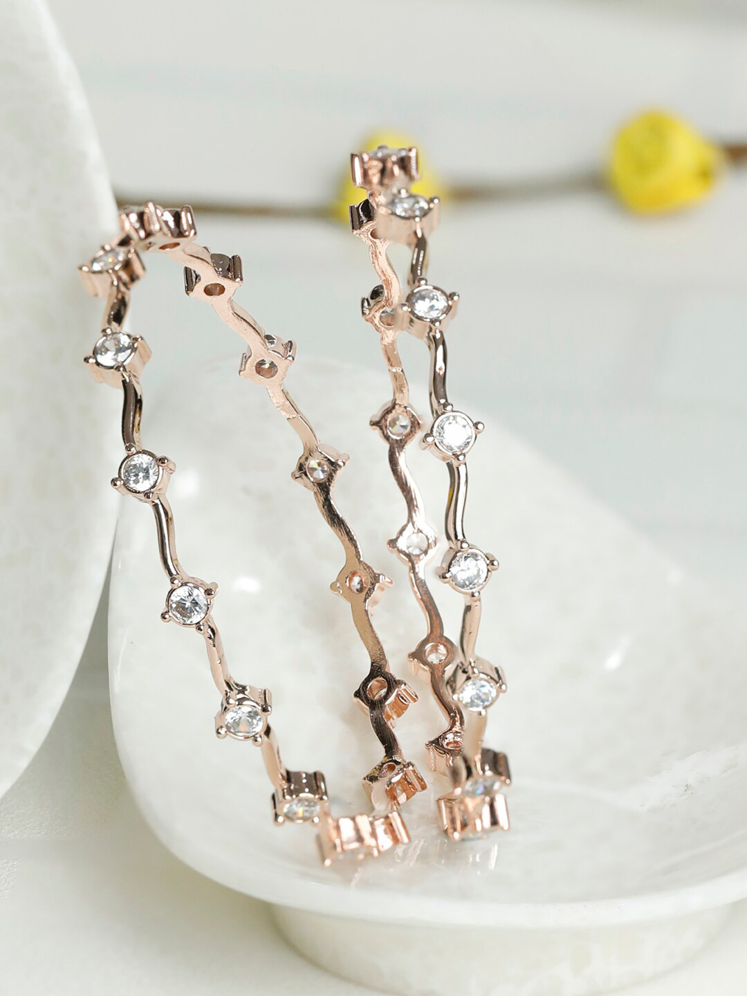 Priyaasi Rose Gold-Plated & AD Stone-Studded Bangles