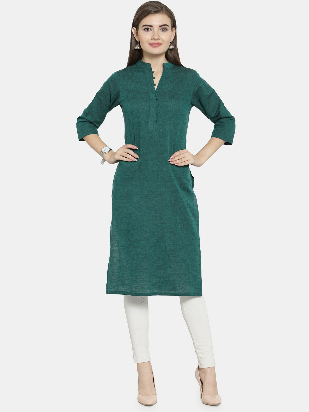 Sayesha Women Green Cotton Kurta