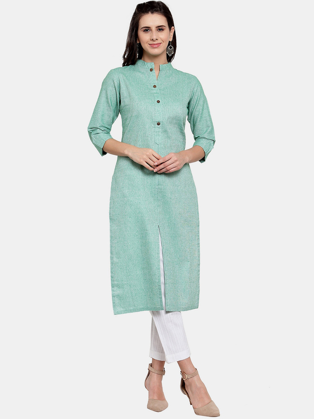 Sayesha Women Green Front Slit Kurta