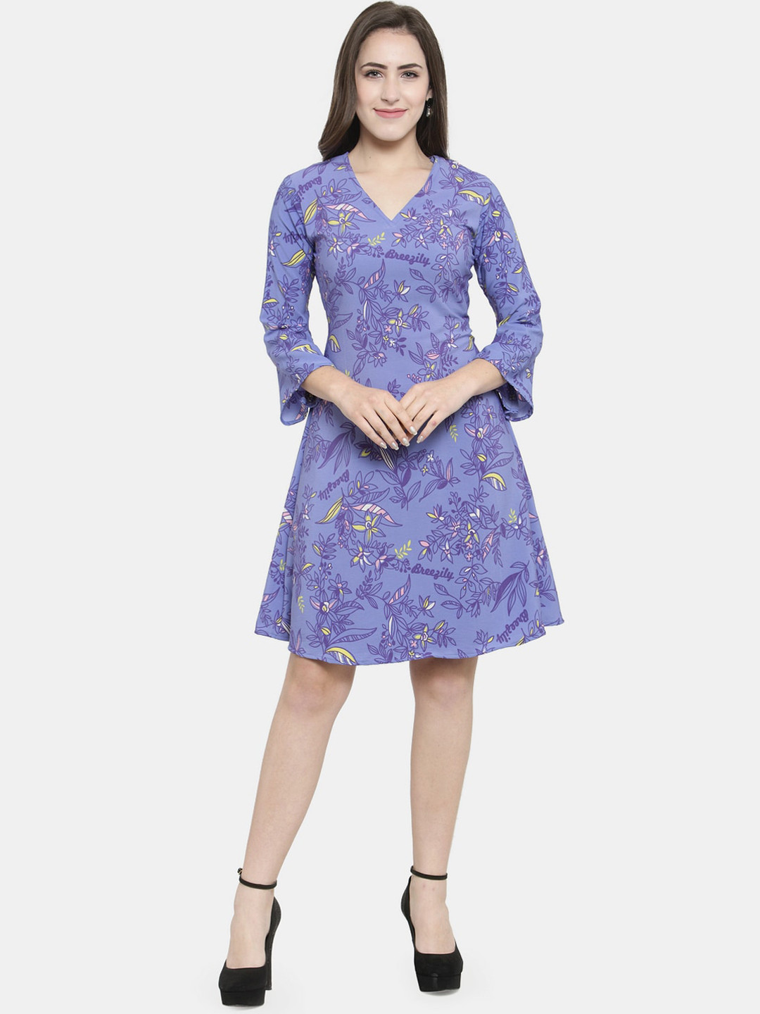 Sayesha Purple Floral A-Line Dress