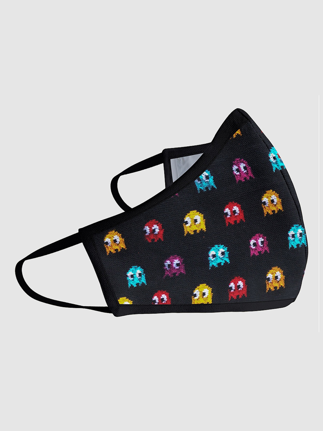 Soxytoes Black & Blue Pacman Printed 4-Ply Pure Cotton Reusable Cloth Mask with Filter