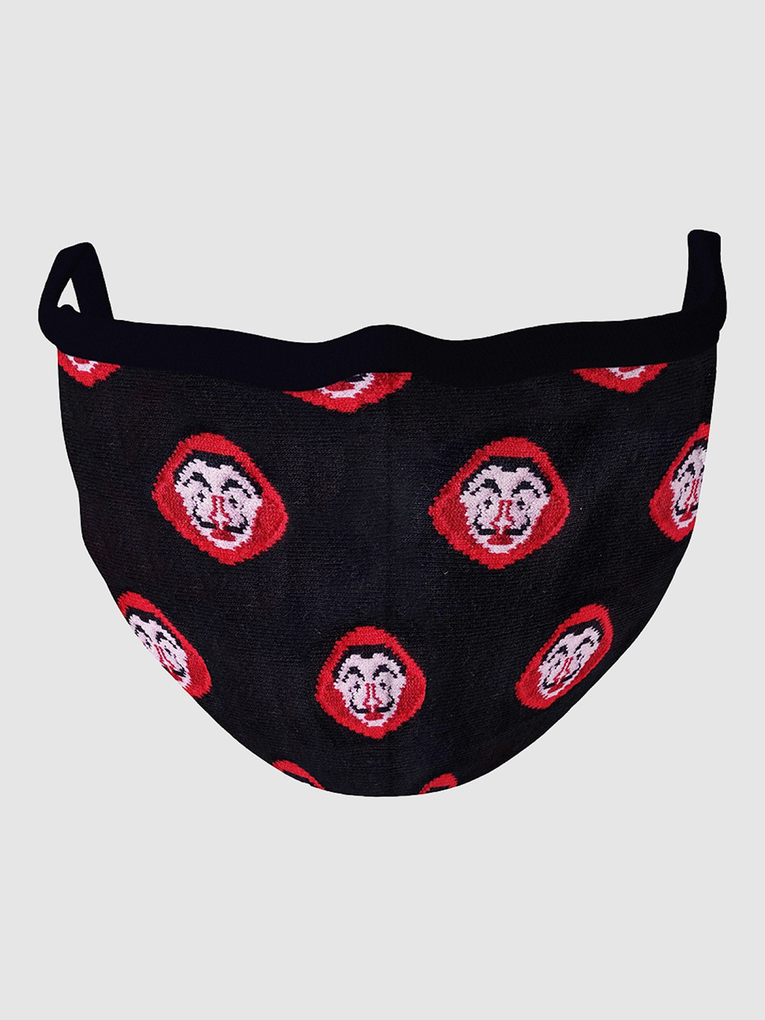 Soxytoes Black & Red Money Heist 4-Ply Pure Cotton Reusable Cloth Mask with Filter