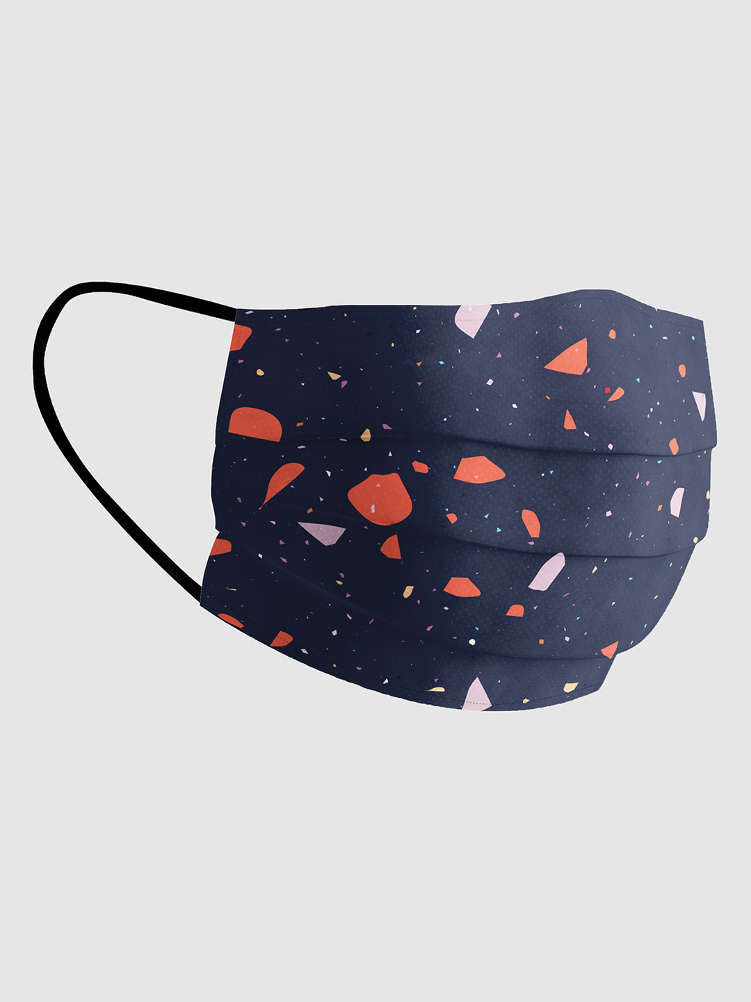 Soxytoes Navy Blue & Orange Printed 4-Ply Pure Cotton Reusable Cloth Masks with Filter