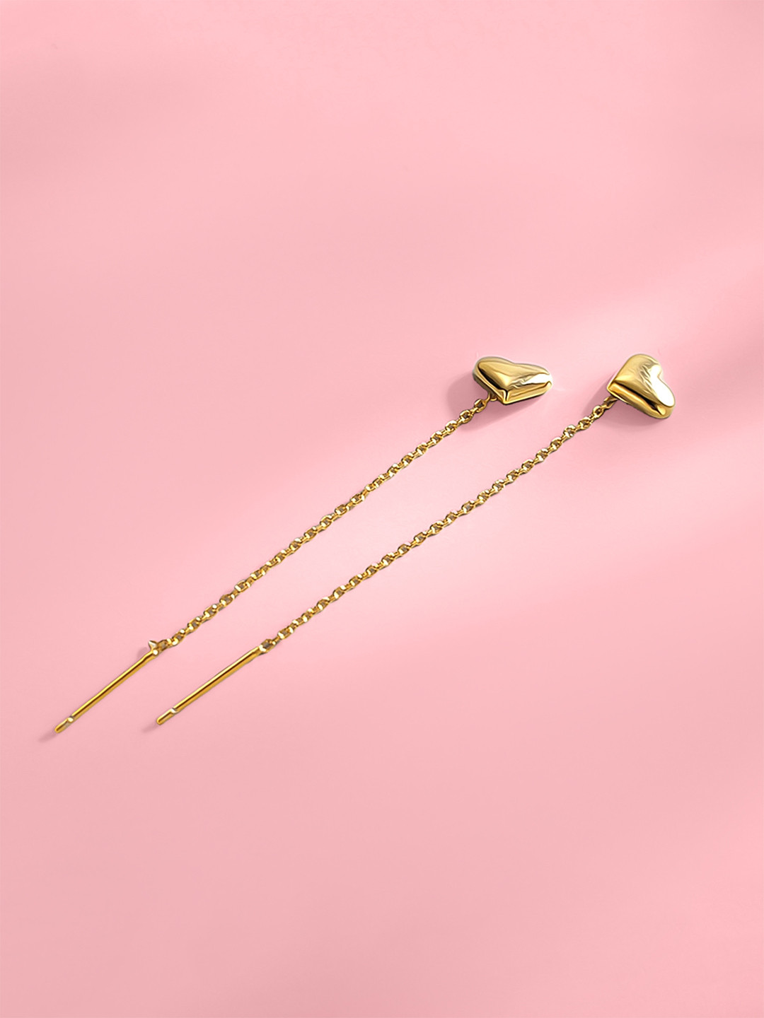 Yellow Chimes Gold-Toned Heart Designed Long Chain Drop Earrings