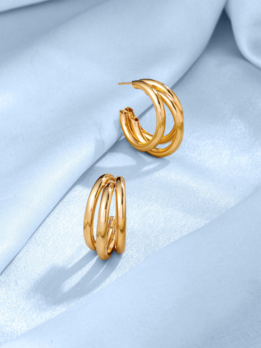 Chimes Geometric Design Gold-Plated Crystals Studs