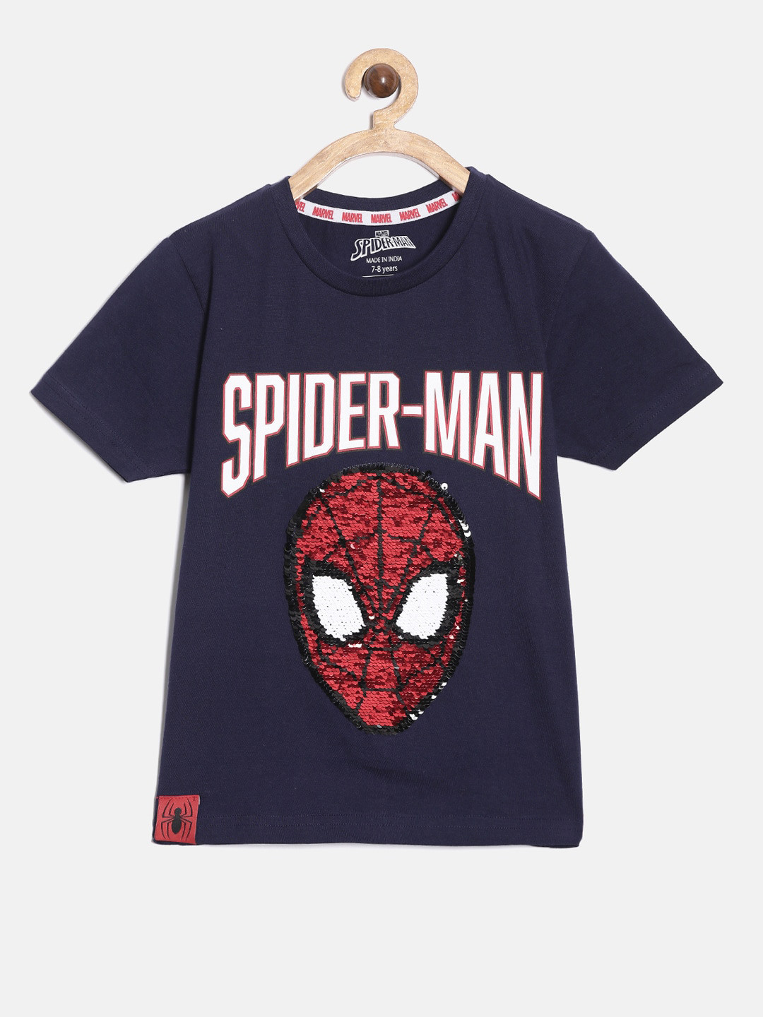 Nap Chief Kids Unisex Spider Man Reversible Sequin Pure Cotton T-shirt