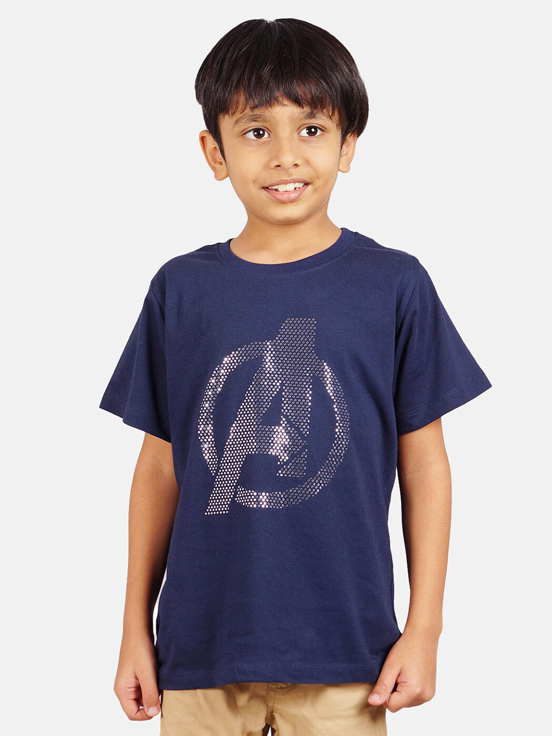 Marvel by Wear Your Mind Boys Navy Blue & Grey Cotton Avengers Print T-shirt