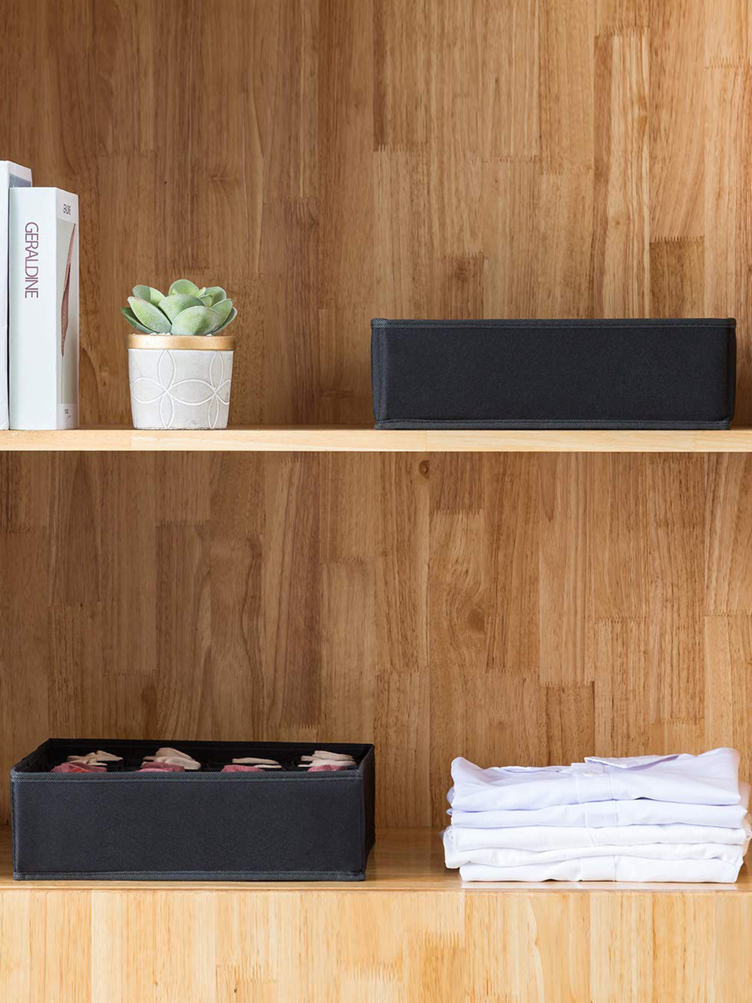 HOUSE OF QUIRK Black 2 Pieces Closet Socks Organizers