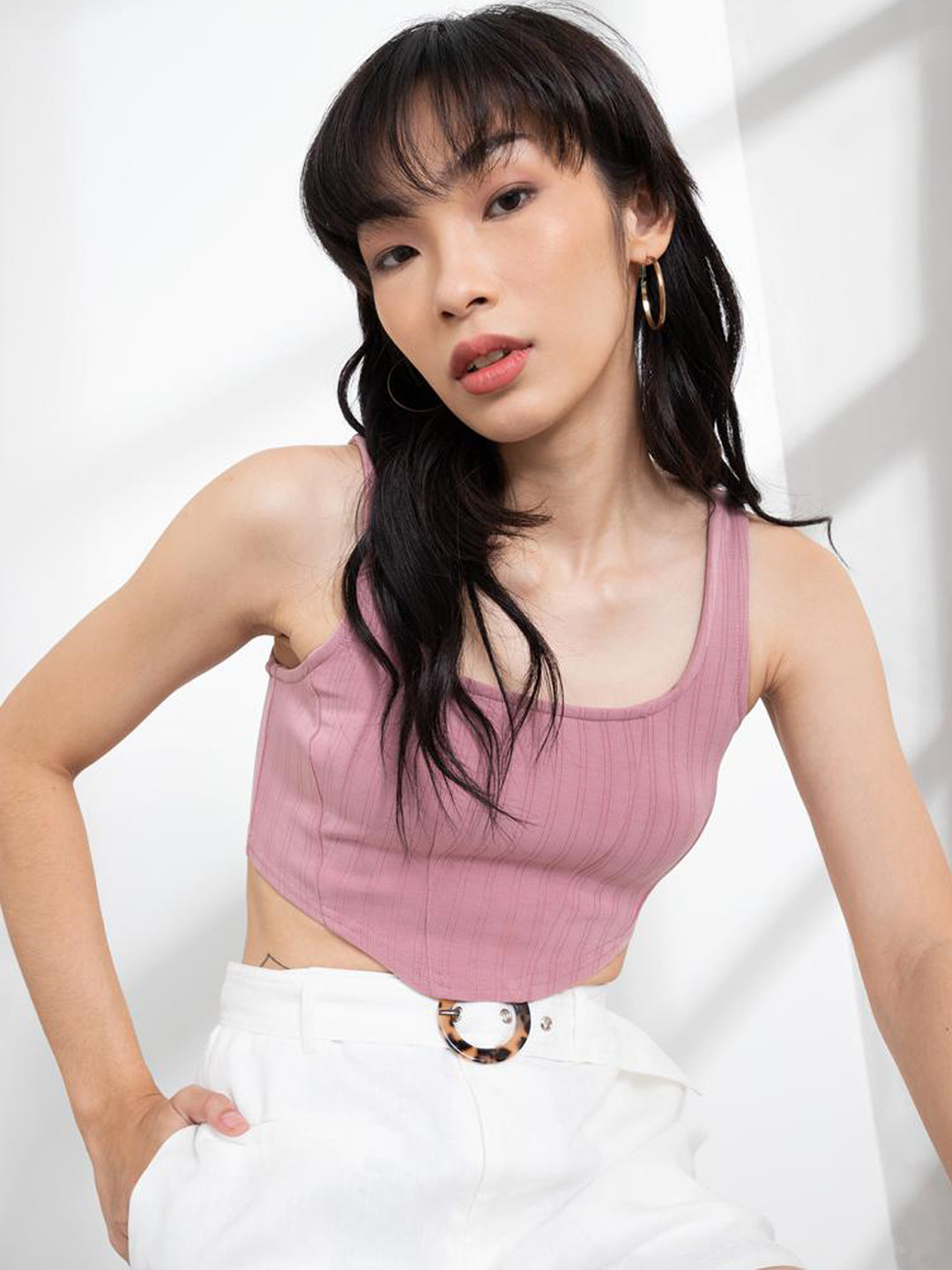 ORIGIN BY ZALORA Black Soft Rib Corset Top