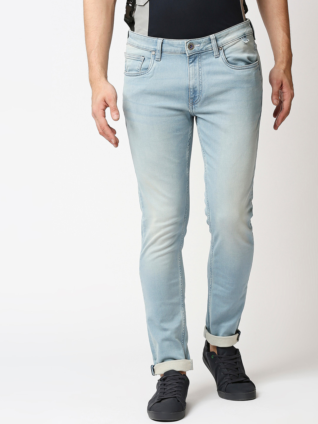 WAIMEA Men Blue Slim Fit Heavy Fade Stretchable Denims