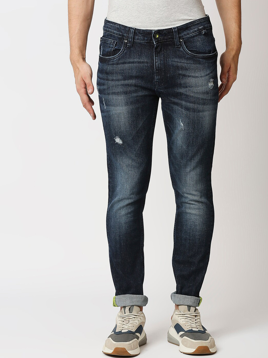 WAIMEA Men Blue Elemental Slim Fit Heavy Fade Stretchable Denims
