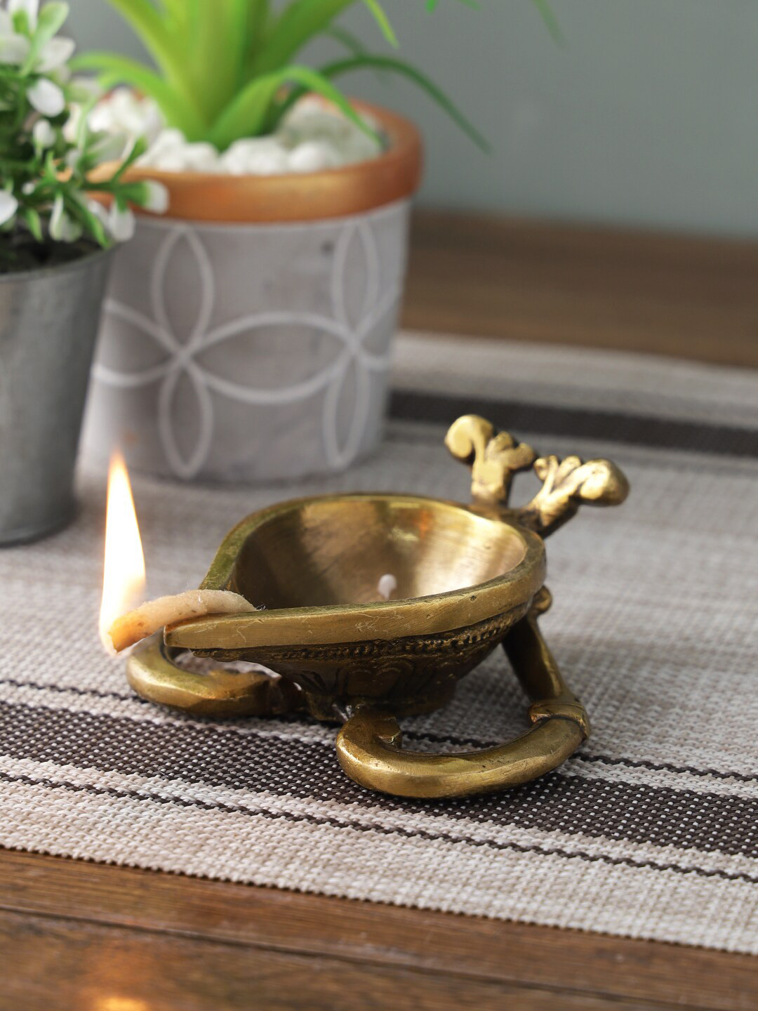 Aapno Rajasthan Brown Ancient Style Brass Diya