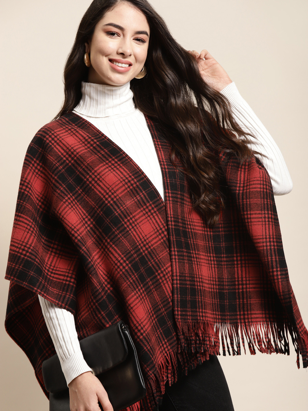 Qurvii Women Red Waterfall Shrug