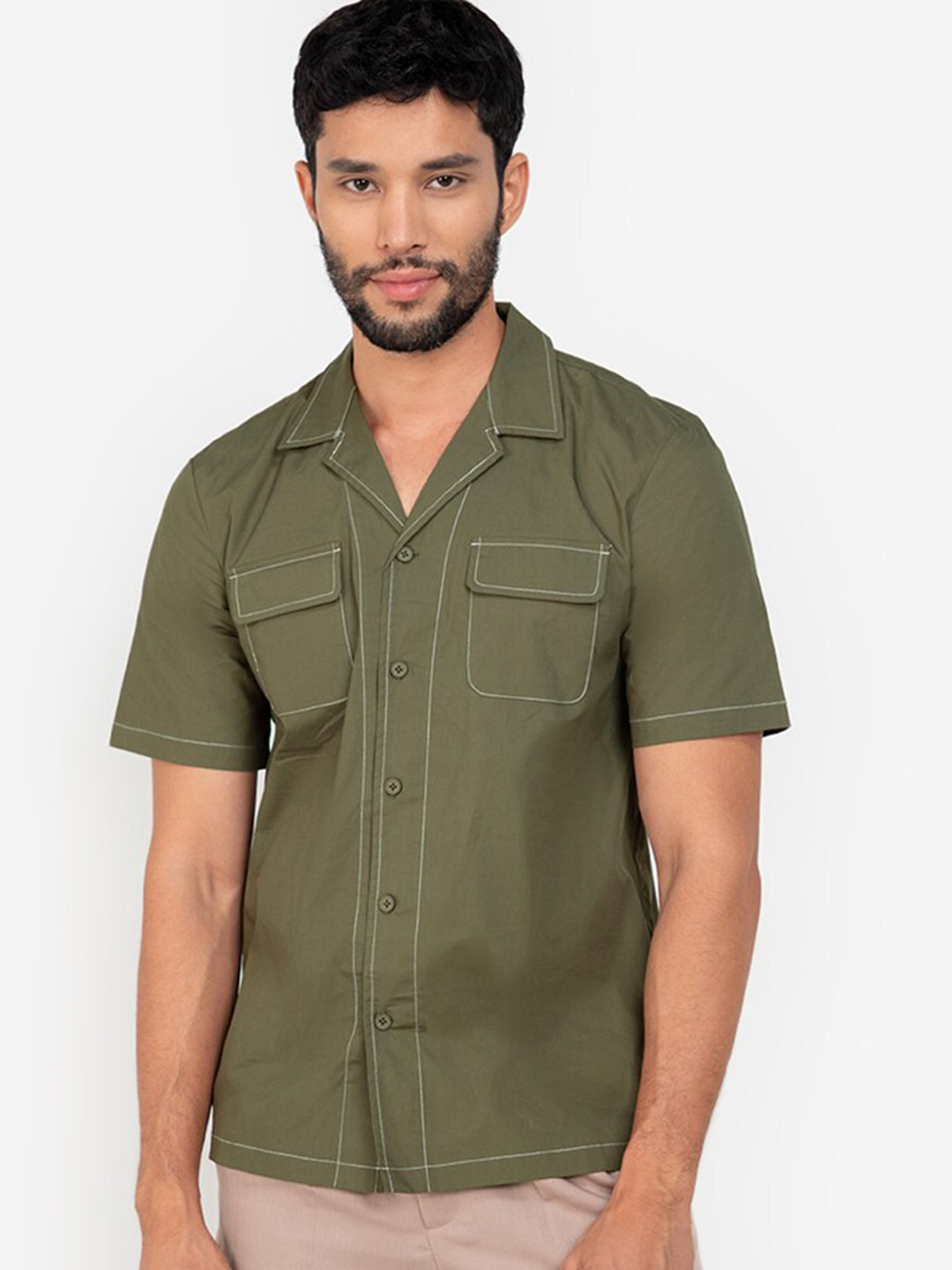 ZALORA BASICS Men Green Casual Shirt