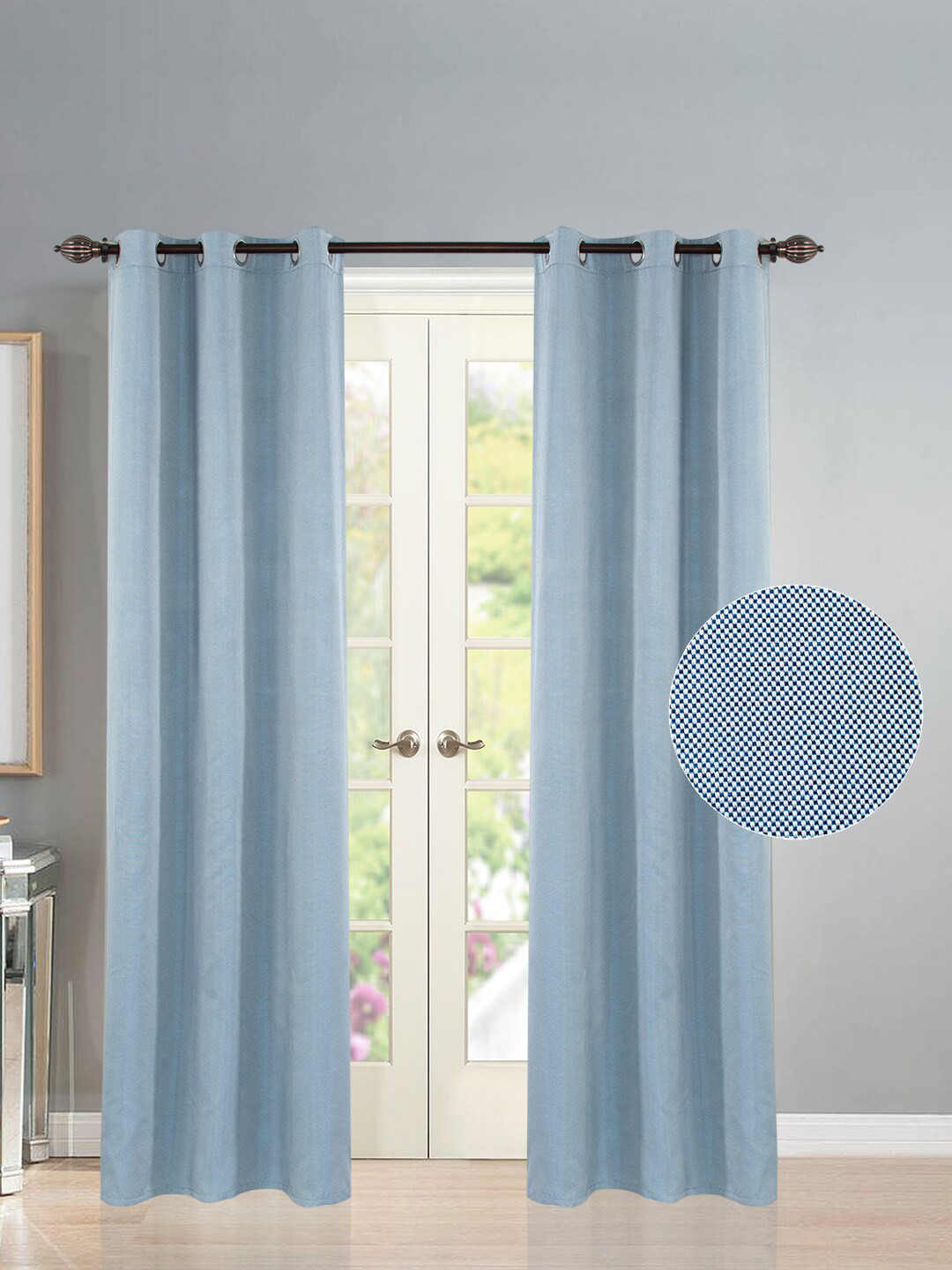 Deco Window Blue Set of 2 Room Darkening Door Blinds