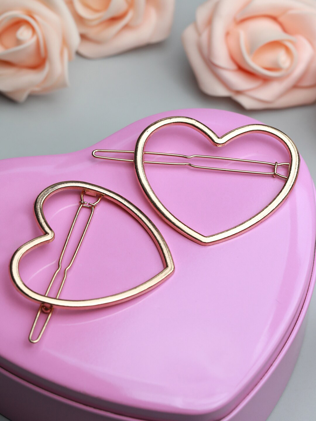 PRITA BY PRIYAASI Set of 2 Women Rose Gold Heart Hair Pin