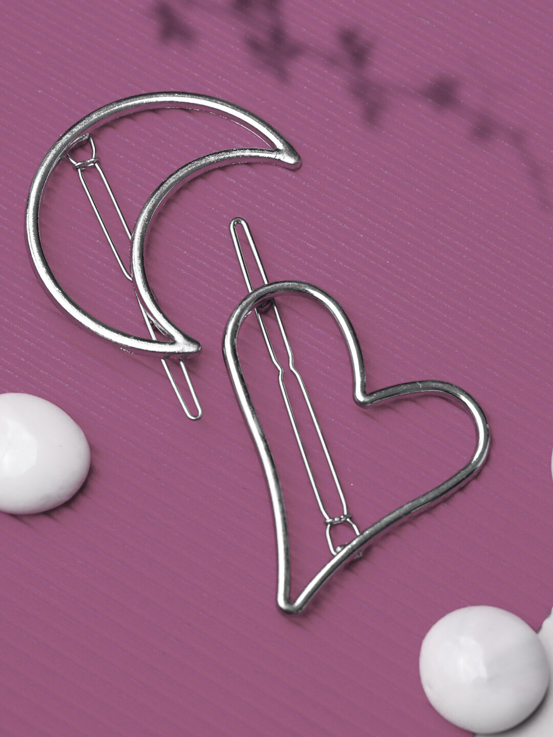 PRITA BY PRIYAASI Women Silver-Toned Set of 2 Tic Tac Hair Clips