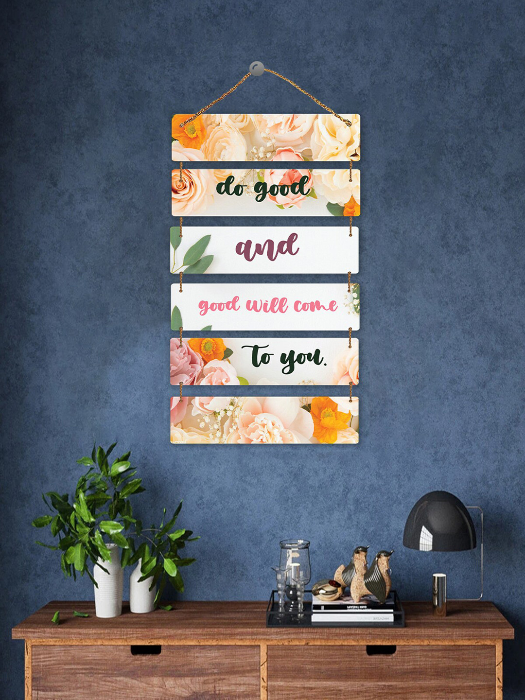 ROMEE Orange & White Digital Printed Wooden Wall Hanging