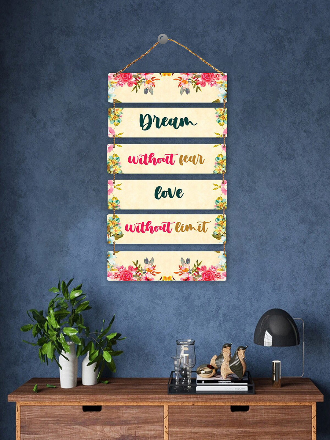 ROMEE Yellow & Red Digital Printed Wooden Wall Hanging