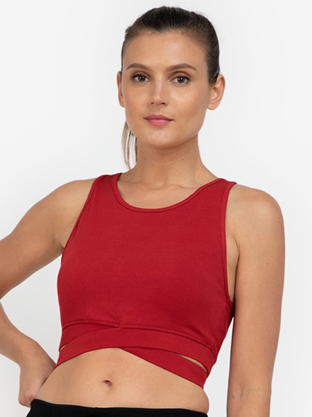 ZALORA ACTIVE Women Orange Ribbed Styled Back Lightly Padded All Day Comfort Bra