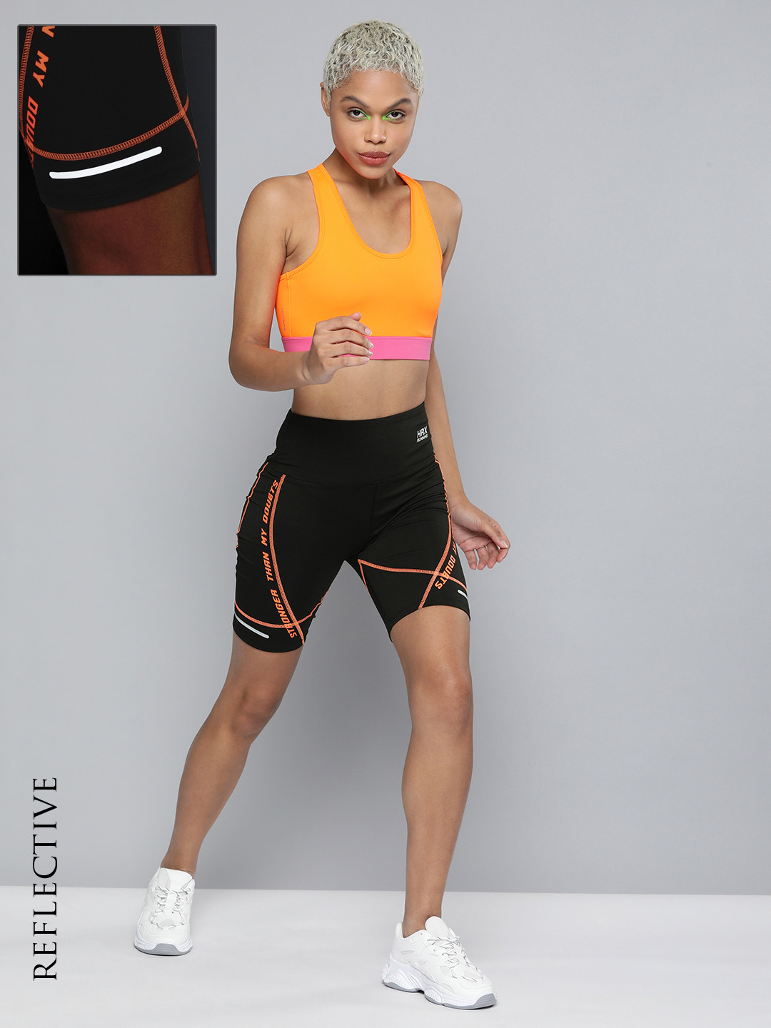 HRX by Hrithik Roshan Running Women Jet Black Rapid-Dry Brand Carrier Shorts